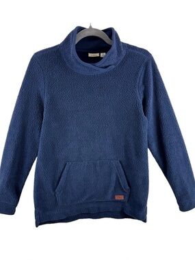 L.L. Bean Navy Blue Mock Neck Fleece Pullover Hand-Warming‎ Pouch Size XS